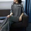 Two piece Women's Knitwear Casual Sets Spring Autumn Loose Temperament Pullover Tops+Wide leg Pants Female