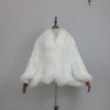 Extra Long Real Genuine Natural Knitted Rabbit Fur Shawl Coat with Fox Fur Collar Women's Knit Jacket Cape