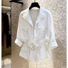 Spring Female Long Sleeved Casual Shirt French Lady Patchwork Cardigan Blouse Autumn Women Lapel Solid Color Shirts Coat