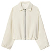 Women's Puffer Jacket Autumn Puff Beige Crop Coat Zip Up Oversized Jacket Plus Size Long Sleeve Tops Loose Outerwears