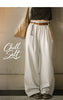 Women's Striped Straight Wide Leg Trousers Old Money White Cotton Linen Texture Thin Breathable Loose Casual Daily Bottoms