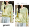 Winter Women's Clothing Tops Brushed Wool Cardigans O Neck Yellow Warm Causal Sweater Soft Solid Knitted Coats B1713005