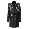 Women's Heavy Industry Nail Bead Blazer Notched Collar Double Breasted Loose Suit Jackets Autumn