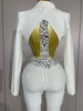 Sexy Cut Out Long Sleeve Beading Bodycon Two Pieces Pants Bandage Set Women Celebrity Designer Women Birthday Set