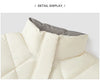 Cotton Padded Jacket Women Diamond Quilted Stand Collar Loose Fit Winter Elegant Casual Outerwear