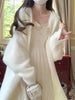 White Gentle Mink Fur Sweater Knitted Cardigan Women's Autumn Winter Loose Versatile mid to long Lazy Milk fufu Jacket