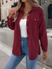 Autumn Winter Casual Single Breasted Pocket Jacket Solid Color Long Sleeve Corduroy Coats for Women Khaki Pink Red