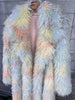 Women's Faux Fur Coat Printed Colorful Furry Coats Autumn Winter Chic Suit Collar Thick Long Overcoat 2DB5840