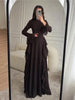 European and American Women's Elegant Casual High-Waisted Solid-Colour Bell-Sleeve Dress Long Dress with Long Sleeves