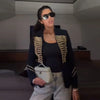 Street Women Jacket Urban Button V-neck Long Sleeve Patchwork Panelled Female Coat Spring Autumn Chic Lady Outwears