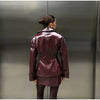 PU Leather Skirt Sets Women Lapel Long Sleeve Double-breasted Jacket Hip Package Short Skirt Suits Female Street Outfits