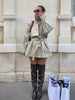 Stand Collar Short Trench Coat Women Solid Double-breasted Belt Jacket Autumn Lady Commuting Casual Outwear