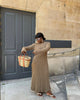 Lace-Up Female Knit Maxi Dress Autumn High Waist Patchwork Long Sleeve Loose Solid Dress Bandage Knitwear Dress