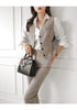 Korean Autumn Winter 3 Pieces Set Women Contrast Blazer + Vest And Simple Pants Casual Simple Office Lady Pants Suit