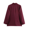 Burgundy Blazer Women Autumn Winter Vintage Double Breasted Suit Jacket for Woman Streetwear Classic Blazers Coat