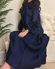 Yudx Purple Pleated High Neck Maxi Evening Dress, Ruffle Sleeve Women's Wedding Guest Ramadan Party Dress