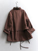 Safari Style Flowing Stand Collar Scarf Ribbons Long Sleeves Top Autumn Korean Style Solid Color Women's Coats