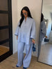 Navy Blue Bubble Tie Waist Maxi Dress Loose Flared Long Sleeve Spring Modest Women Shirt Dress Elegant Lady Vestidos