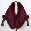 Women 100% Real Rabbit Fur Shawl Scarf With Fox Fur Collar Winter Warm Knitted Rabbit Fur Poncho Girls Party Accessories