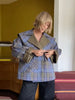 Women Reversible Button Loose Jacket Plaid Contrast Splicing Lapel Collar Long Sleeve Short Coat Chic Daily Commute Street Wear