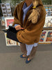 Vintage Brown Faux Fur Lapel Collar Cropped Jacket Women Long Sleeve Loose Coat Autumn Lady Casual Streetwear