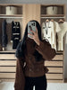 Autumn Winter Ladies Cropped Trench Jacket Faux Suede Double‑breasted Stand Collar Belt Waist Slim Fit Casual Outerwear Coat