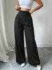 Women`s High Waist Wide Leg Pants Formal Office Wear Trousers Black/Grey Loose Fit S-xxl Spring-Autumn Daily Elegant Trousers