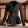Women's Blazer Jacket Spring Autumn Slim Black Office Ladies Outerwear Solid Color Casual Female Suit Coat