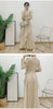 Ruffle Edge Maxi Pleated Dress For Women Round Neck Long Sleeves Solid Color Stitching Belt Dresses 2DA9911