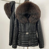 Oftbuy Winter Real Fox Fur Collar Coat Women Duck Down Jacket Female PU Leather Belted Hooded Warm Duck Down Parka Outerwear