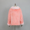Extra Long Real Genuine Natural Knitted Rabbit Fur Shawl Coat with Fox Fur Collar Women's Knit Jacket Cape