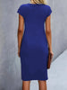 Women's casual dress tight dress front knot round neck medium-long dress basic daily wear