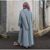Women's Plaid Scarf Long Trench Coat Loose Stand Collar Full Sleeve Single Breasted Split Coats Autumn Lady Jacket