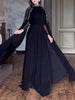 Women Robe Dress Drills Long Shawl Sleeves Chiffon Party Middle East Big Swing Lady Elegant Banquet Maxi Clothing
