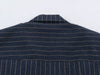 Retro College Women Striped Blazer Lapel Collar Double Breasted Decor Buttons Slim Fit Cropped Suit Jacket Casual Outerwear