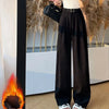 Retro Maillard Brown Corduroy Pants for Women Autumn Winter Wide Leg Pants Female Casual High Waist Straight Leg Trousers