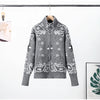 Spring Paisley Cashew Flower Jacquard Jacket For Women Casual Long Sleeve Zipper Sweater Lady Chic Street Knitted Outerwear