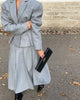 Autumn Winter Lady Office Two-piece Set Woolen Coat Skirt Set Women Lapel Hidden Buckle Blazers+High Waist Pleated Skirt Outfits