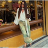Printed Curved Wide Leg Denim Jeans High Waist Seam Detail Casual Women All-match Long Pants Autumn Chic Outfits