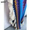 Knitting Rainbow Printing Comfort Warm Winter Holiday Dress Elegant Africa Women Boho Party Long Dress
