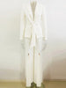 High Street Designer Runway Suit Set Women's Lacing Belt Blazer Pleated Zip Pants Set 2pcs Set