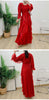 Ruffles Pleated Dress Women Round Neck Flare Sleeves Solid Maxi Belt Dresses Party Spring 2AA1502
