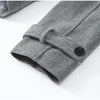 Grey Lapel Woolen Blend Short Coat Women Solid Single Breasted Long Sleeves Pockets Loose Jacket Lady Autumn Street Outerwear