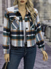 European and American Winter Product Lapel Flap Pocket Pants Casual Short Women's Plaid Jacket