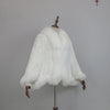 Extra Long Real Genuine Natural Knitted Rabbit Fur Shawl Coat with Fox Fur Collar Women's Knit Jacket Cape