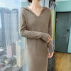 100%Pure Mink Cashmere Knitted Dress Ladies Hooded Collar Large Size Long Skirt Casual High Waist Hooded Skirts Autumn Dress