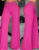 Women's Hollowed Out Waist Belt High Waisted Large Size Pants Casual Straight Tube Loose Wide Leg Pants