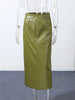 Chic Stand Collar Leather Long Skirt Sets Women Long Sleeve Jackets Spliced Solid Skirts Autumn Lady Y2k Outfits Dress