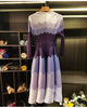 Designed Women's Pleated Dress O-neck Loose Fit Color Block Beaded Long Sleeve Famale Clothing 2DB6598