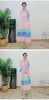 Striped Contrast Color Pleated Dress Women Lapel Flare Sleeves Single Breasted Loose Long Dresses Spring 2AA4365